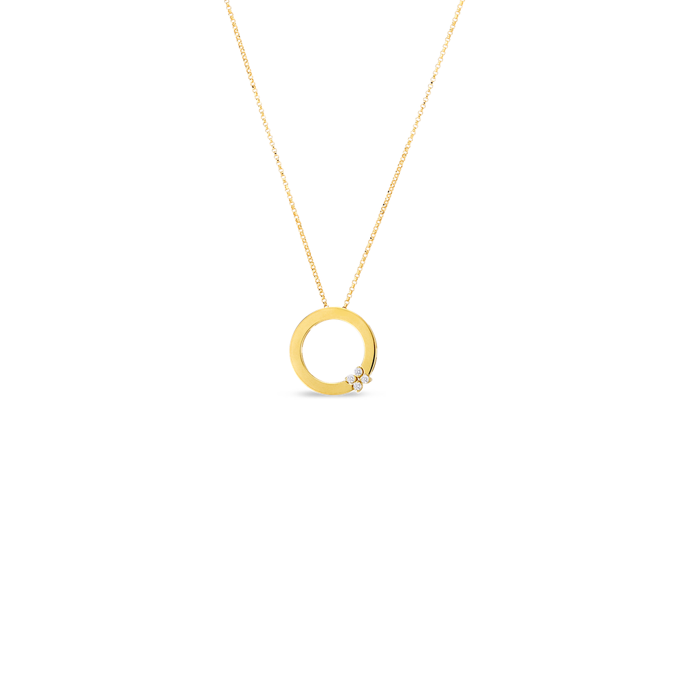 18K GOLD LOVE IN VERONA CIRCLE OF LIFE DIAMOND FLOWER NECKLACE - 18K Yellow Gold