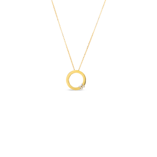 18K GOLD LOVE IN VERONA CIRCLE OF LIFE DIAMOND FLOWER NECKLACE - 18K Yellow Gold