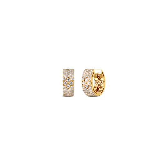 18K GOLD LOVE IN VERONA PAVE DIAMOND SMALL HOOP EARRINGS - 18K Yellow Gold