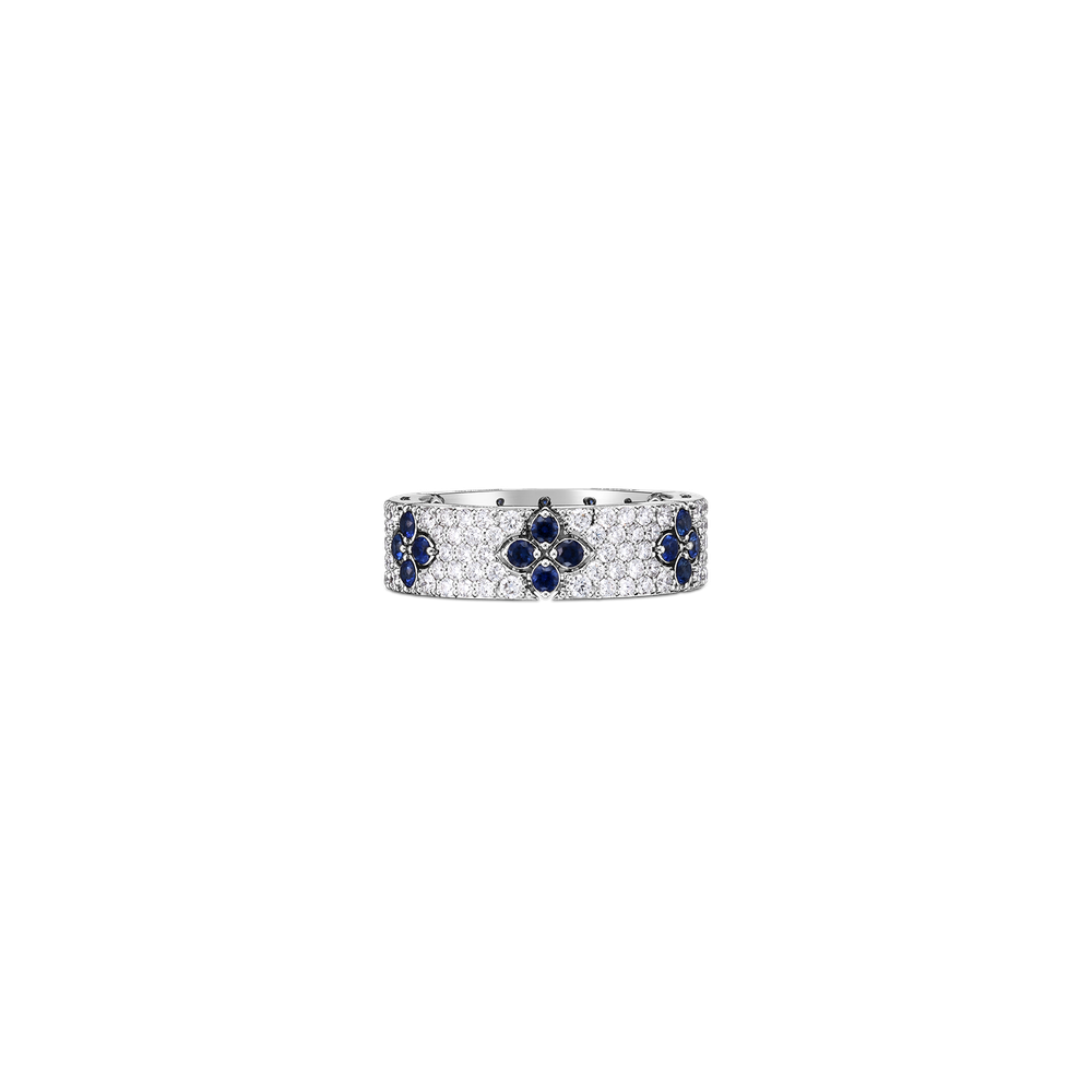 18K WHITE GOLD LOVE IN VERONA PAVE DIAMOND & BLUE SAPPHIRE RING