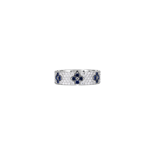 18K WHITE GOLD LOVE IN VERONA PAVE DIAMOND & BLUE SAPPHIRE RING