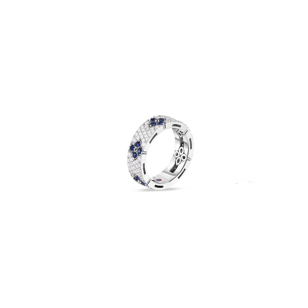 18K WHITE GOLD LOVE IN VERONA PAVE DIAMOND & BLUE SAPPHIRE RING