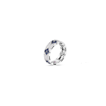 18K WHITE GOLD LOVE IN VERONA PAVE DIAMOND & BLUE SAPPHIRE RING
