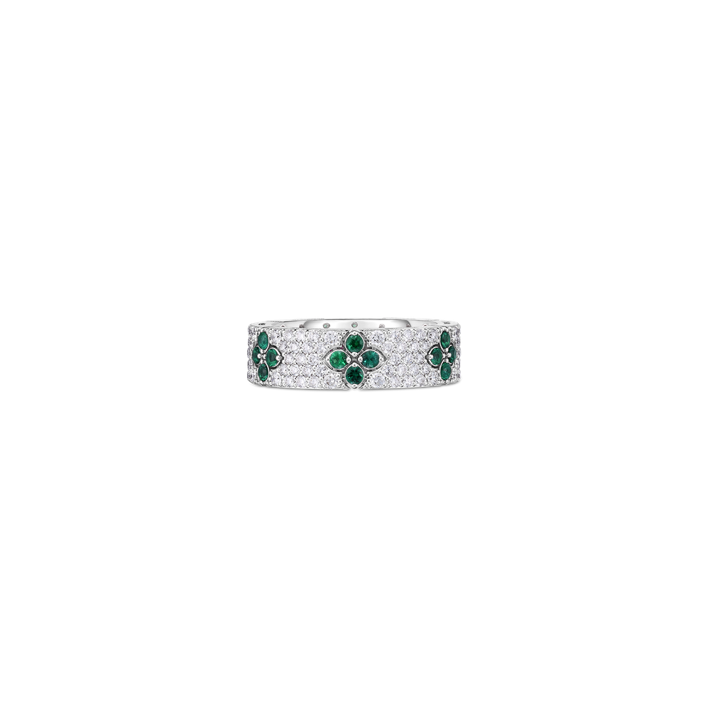 18K WHITE GOLD LOVE IN VERONA PAVE DIAMOND & EMERALD RING