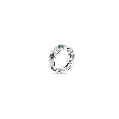 18K WHITE GOLD LOVE IN VERONA PAVE DIAMOND & EMERALD RING