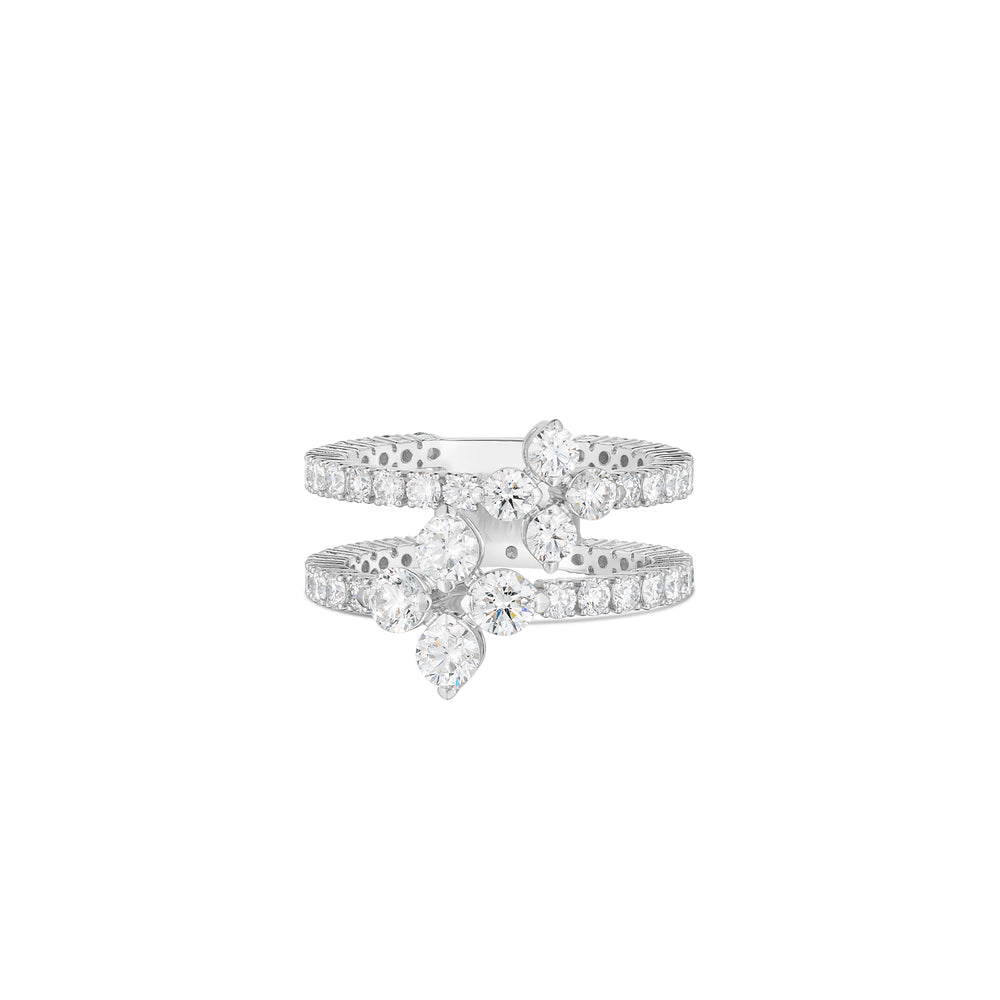 18K WHITE GOLD LOVE IN VERONA PAVE DOUBLE RING