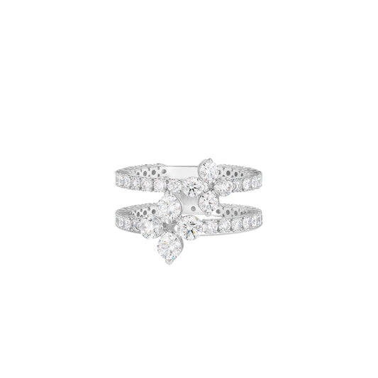 18K WHITE GOLD LOVE IN VERONA PAVE DOUBLE RING