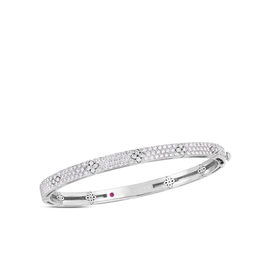 18K WHITE LOVE IN VERONA PAVE BANGLE