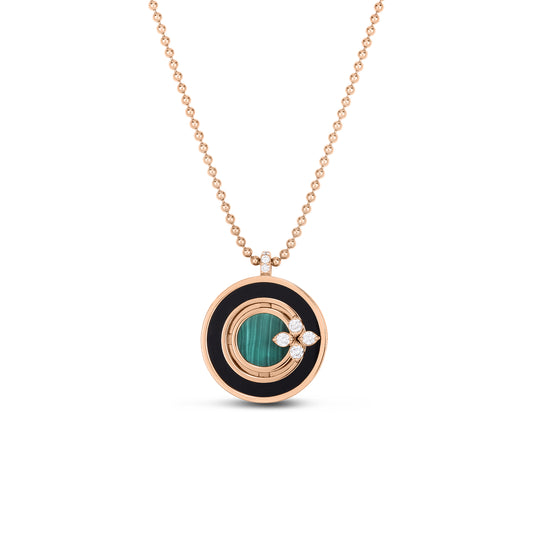 18K ROSE LOVE IN VERONA DIAMOND, BLACK JADE, & MALACHITE NECKLACE