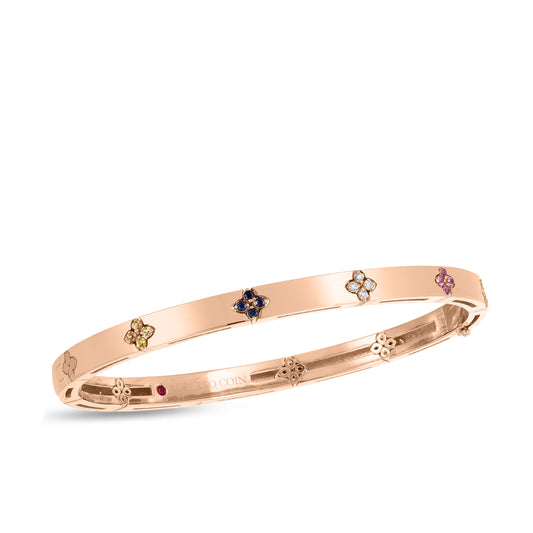 18K ROSE GOLD LOVE IN VERONA RAINBOW BANGLE W. SAPPHIRES AND DIAMONDS