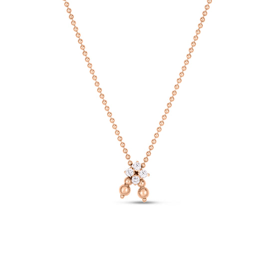 18K ROSE GOLD LOVE IN VERONA DIAMOND FLOWER LARIAT NECKLACE