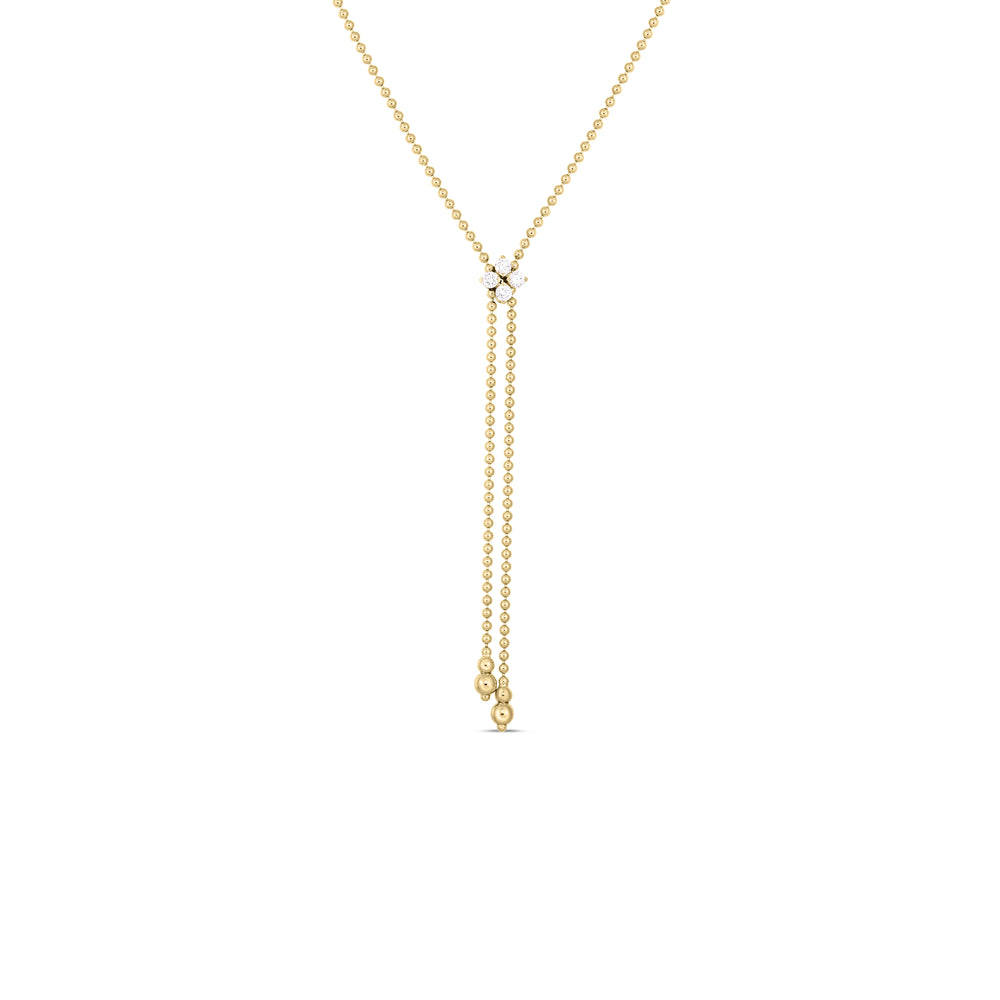 18K YELLOW GOLD LOVE IN VERONA DIAMOND FLOWER LARIAT NECKLACE