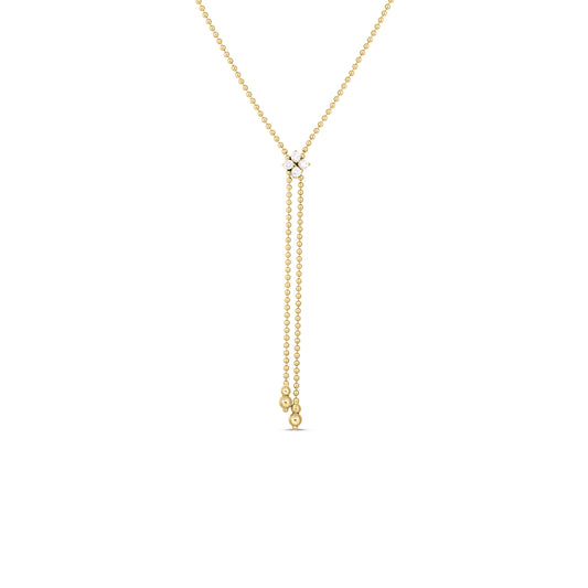 18K YELLOW GOLD LOVE IN VERONA DIAMOND FLOWER LARIAT NECKLACE