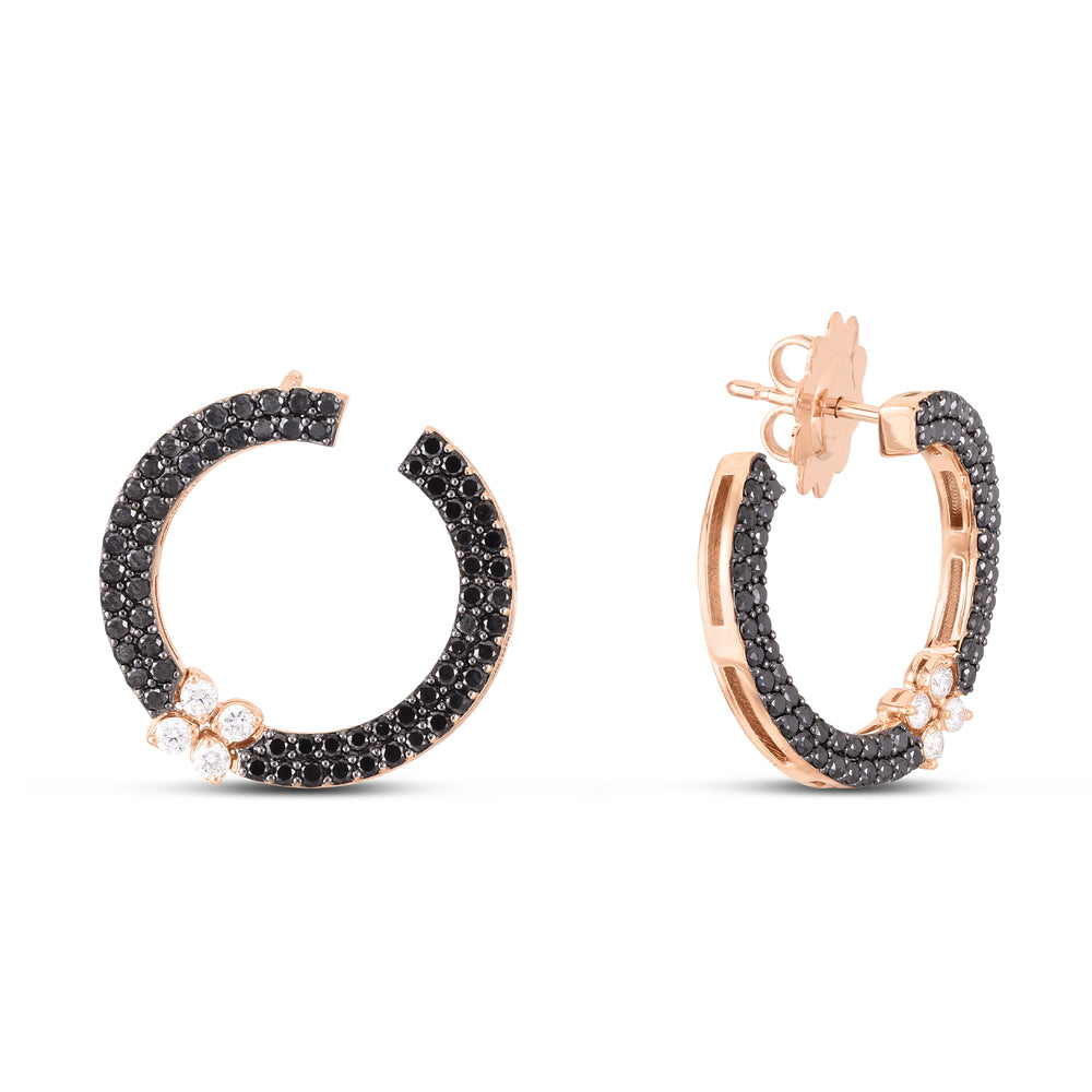 18K LOVE IN VERONA BLACK AND WHITE DIAMOND CIRCLE EARRINGS