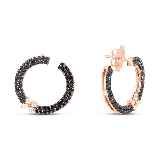18K LOVE IN VERONA BLACK AND WHITE DIAMOND CIRCLE EARRINGS