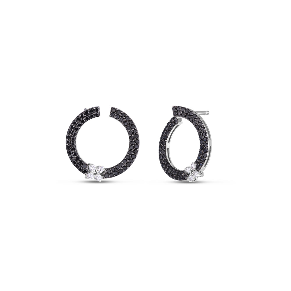 18K LOVE IN VERONA BLACK AND WHITE DIAMOND CIRCLE EARRINGS