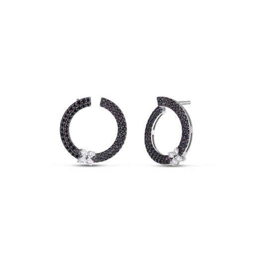 18K LOVE IN VERONA BLACK AND WHITE DIAMOND CIRCLE EARRINGS