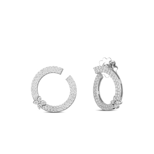 18K WHITE GOLD LOVE IN VERONA PAVE DIAMOND CIRCLE EARRINGS