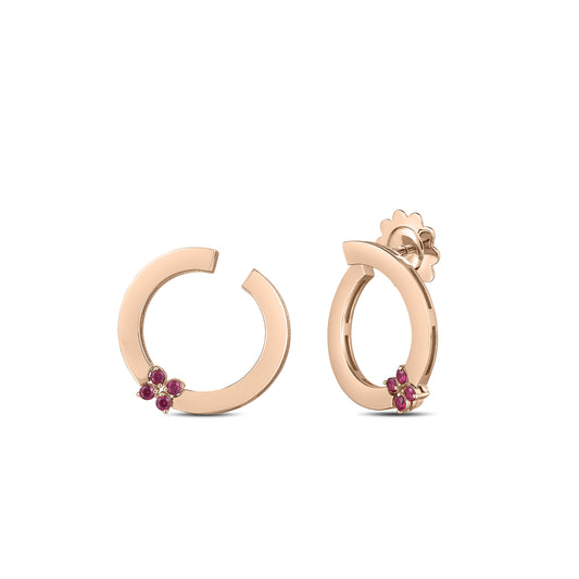 18K ROSE GOLD LOVE IN VERONA RUBY CIRCLE EARRINGS