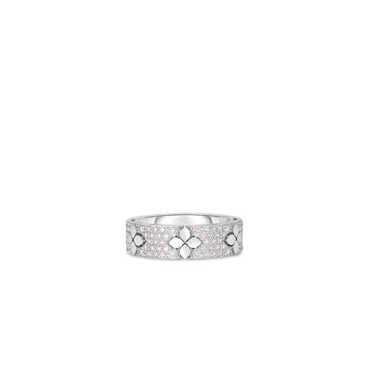 18K WHITE GOLD LOVE IN VERONA PAVE DIAMOND & POLISHED FLOWER RING