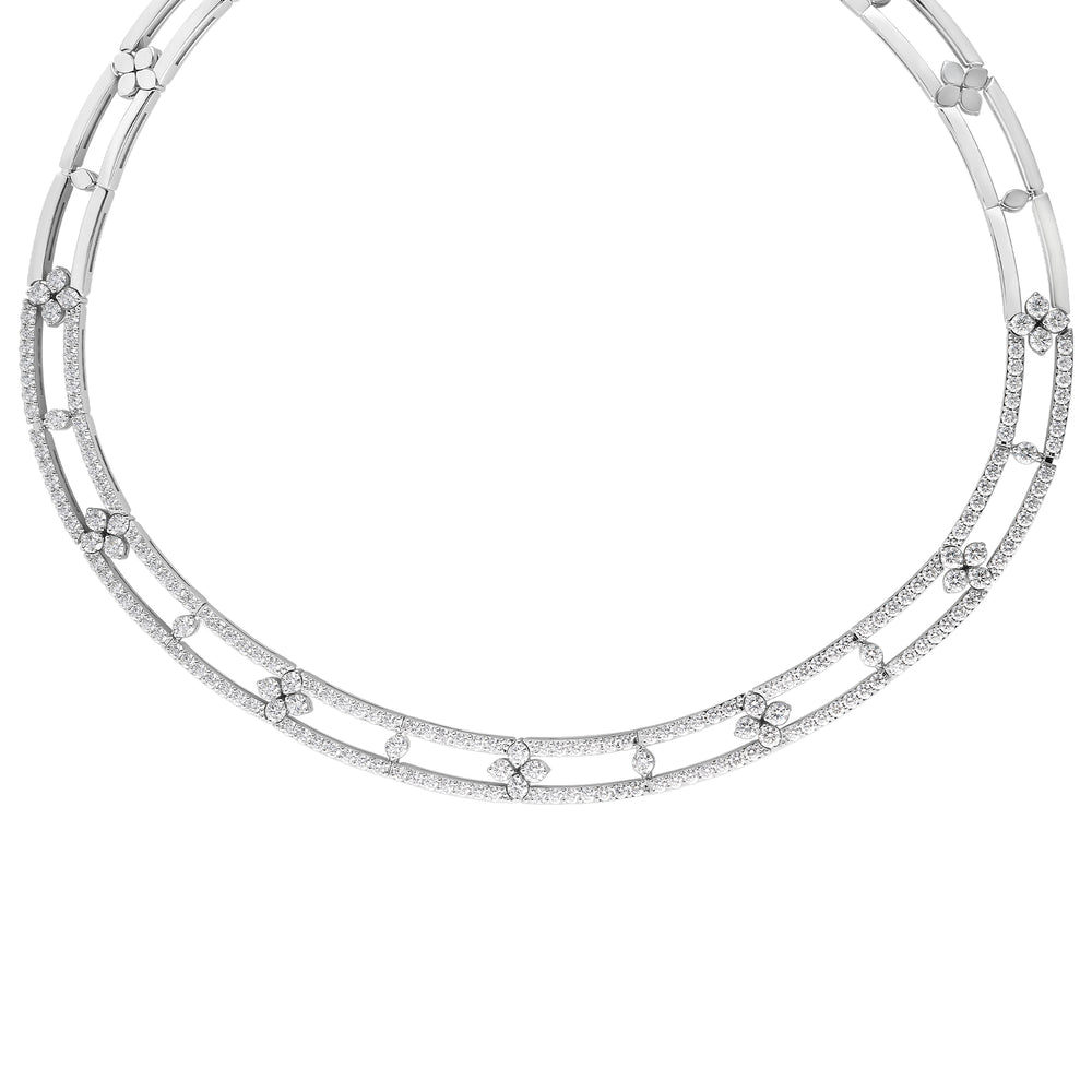18K WHITE GOLD LOVE IN VERONA OPEN FRAME PAVE DIAMOND COLLAR NECKLACE