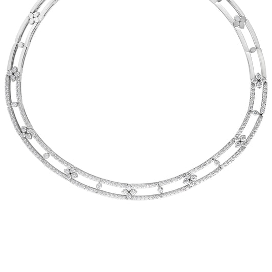 18K WHITE GOLD LOVE IN VERONA OPEN FRAME PAVE DIAMOND COLLAR NECKLACE