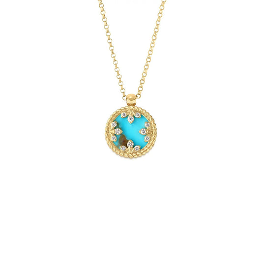 18K YELLOW GOLD VENETIAN MEDALLIONS SMALL PENDANT NECKLACE