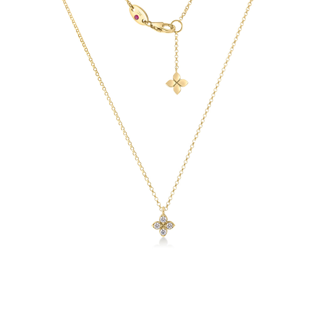 18K YELLOW GOLD LOVE BY THE INCH SMALL DIAMOND FLOWER NECKLACE