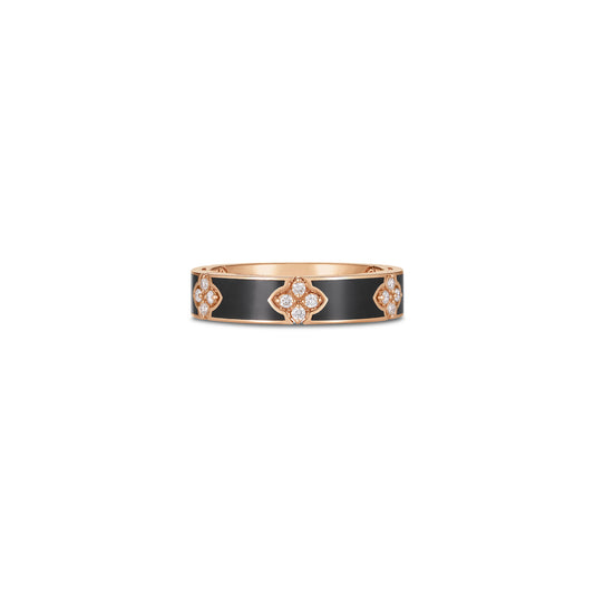 18K ROSE GOLD LOVE IN VERONA DIAMOND AND BLACK ENAMEL RING