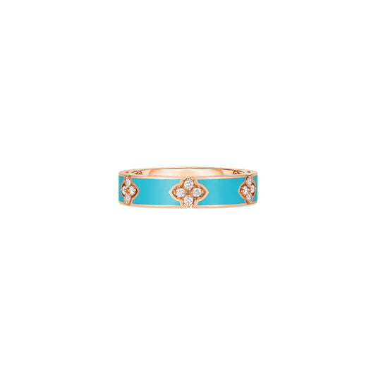 18K ROSE GOLD LOVE IN VERONA DIAMOND AND CYAN ENAMEL RING