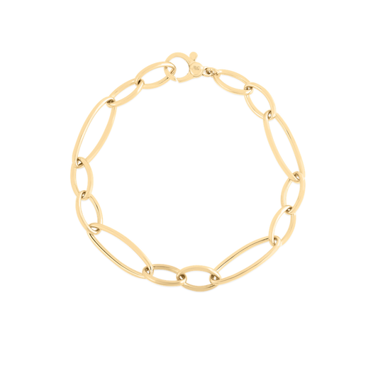 18K YELLOW DESIGNER GOLD OVAL LINK BRACELET