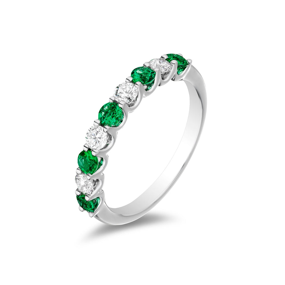 14K White Gold Shared Prong Gemstone Band