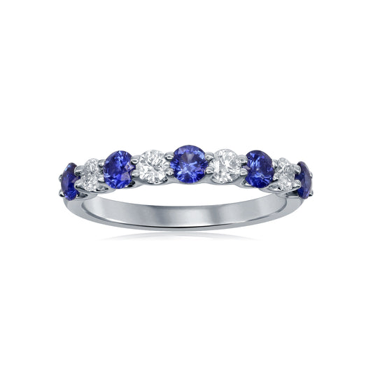 14K White Gold Shared Prong Gemstone Band