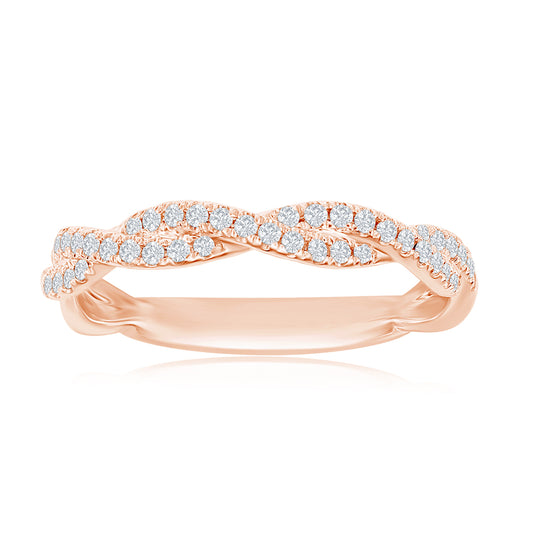 14K Rose Gold Twist Diamond Band