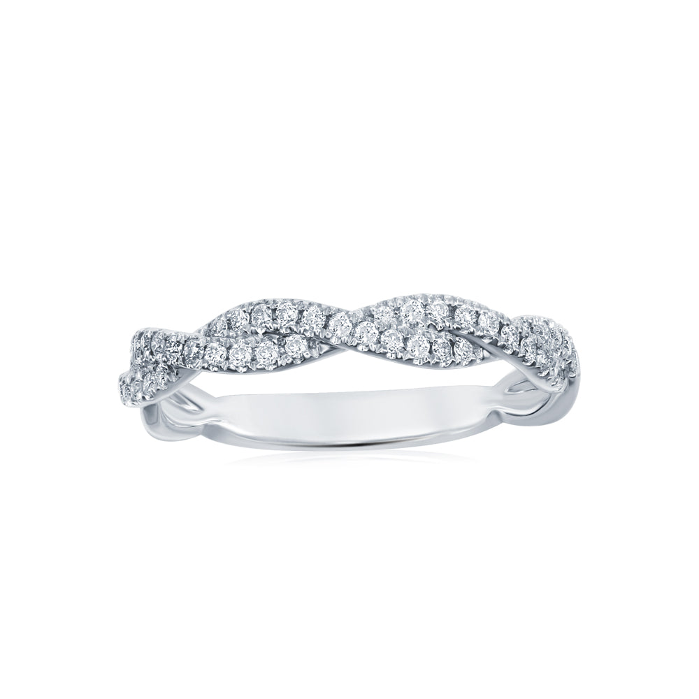 14K White Gold Twist Diamond Band
