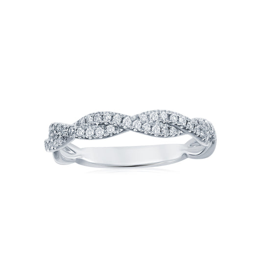 14K White Gold Twist Diamond Band