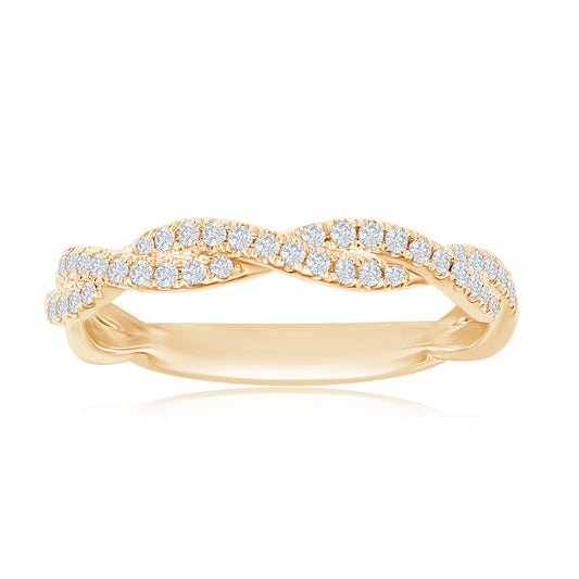 14K Yellow Gold Twist Diamond Band