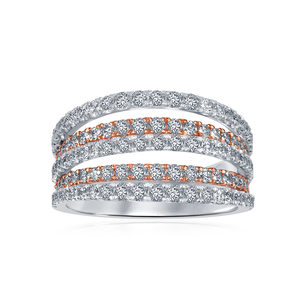 14K Two-Tone Layered Multi-Row Anniversary Band