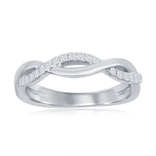 14K White Gold Twist Diamond Band