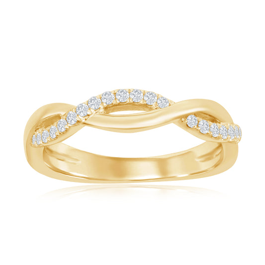 14K Yellow Gold Twist Diamond Band
