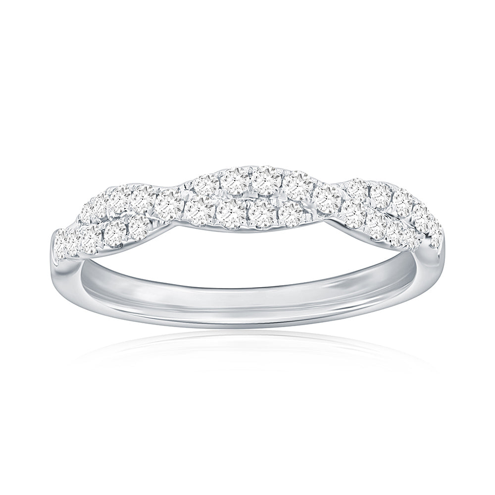 14K White Gold Twist Diamond Band