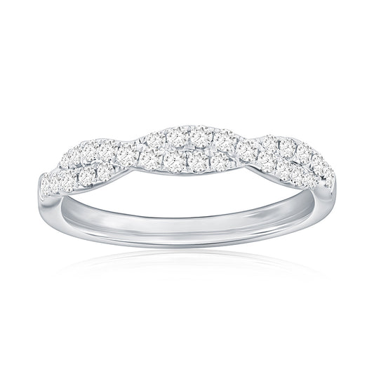 14K White Gold Twist Diamond Band