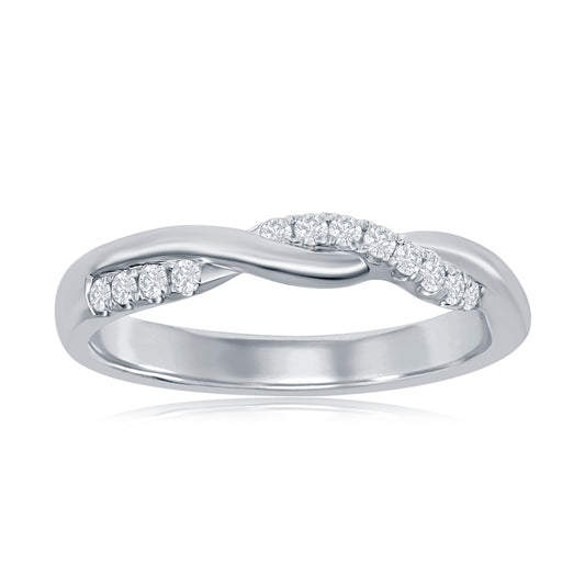 14K White Gold Twist Diamond Band