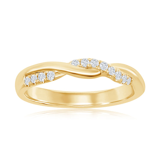 14K Yellow Gold Twist Diamond Band