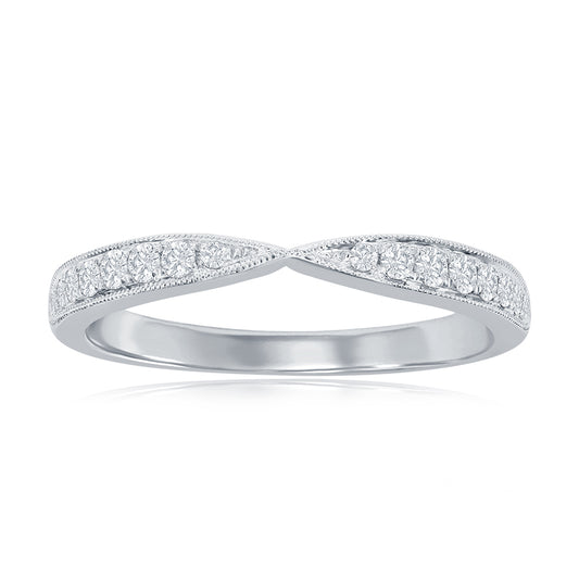 14K White Gold Pinched Diamond Band