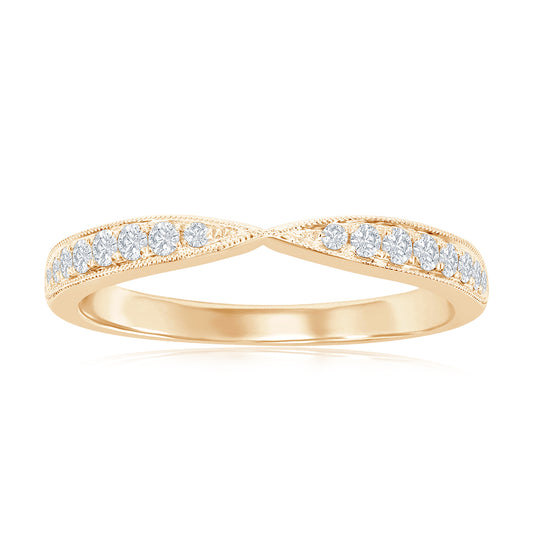 14K Yellow Gold Pinched Diamond Band
