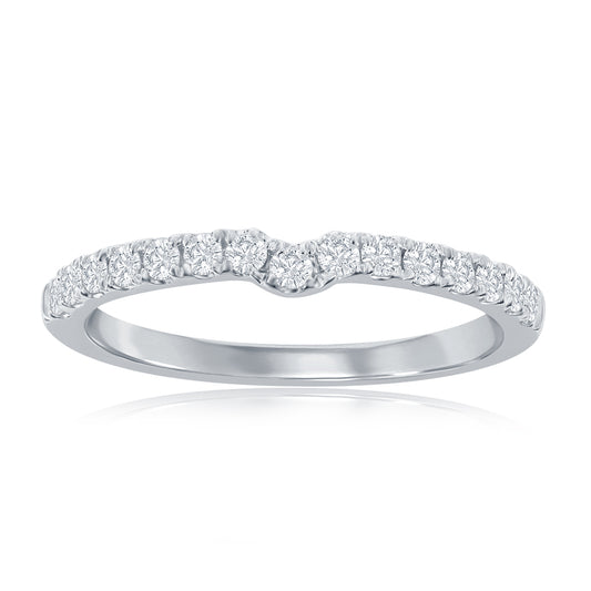 14K White Gold Curved Diamond Band
