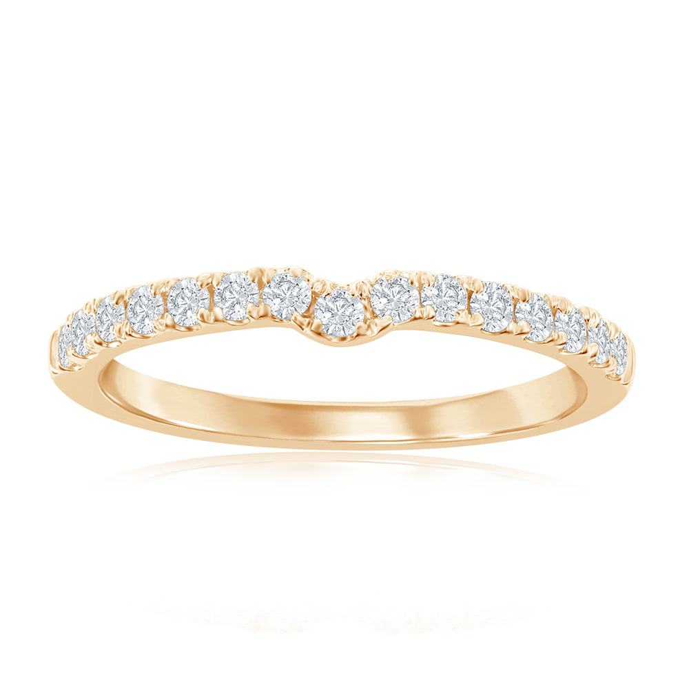 14K Yellow Gold Curved Diamond Band