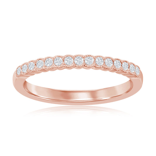 14K Rose Gold Miligrain Bezel Diamond Band