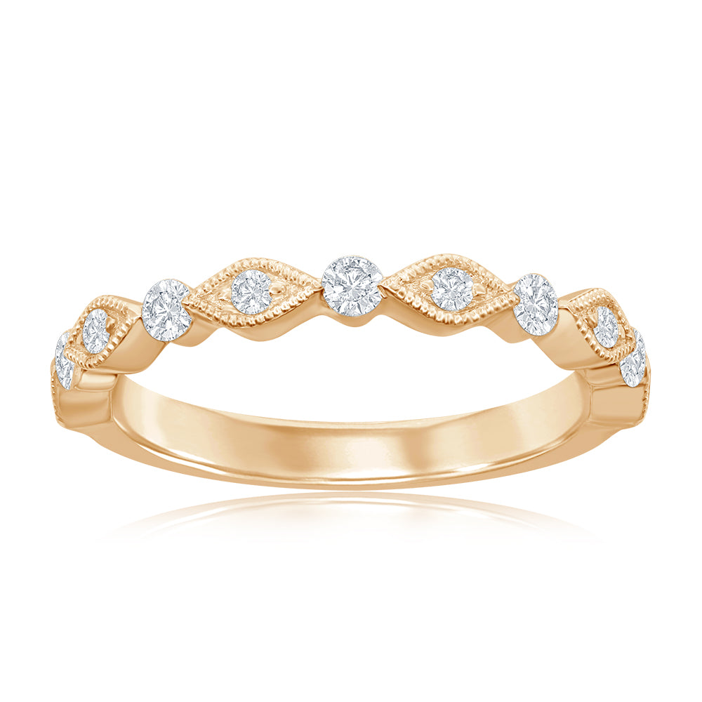 14K Yellow Gold Scalloped Diamond Band